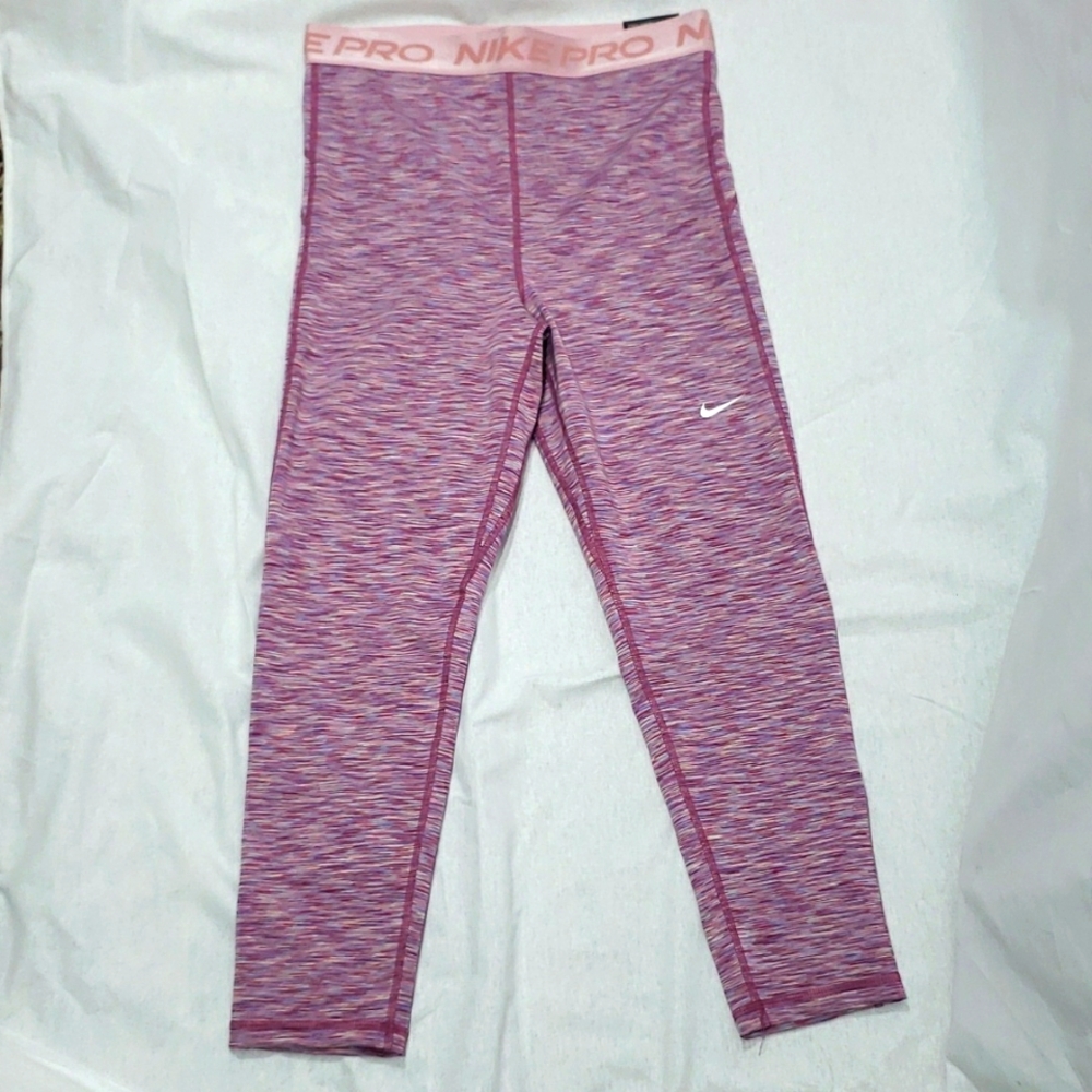 Nike Pro Women's Glaze Pink Dri-Fit High-Waisted Crop Tights, Size Medium